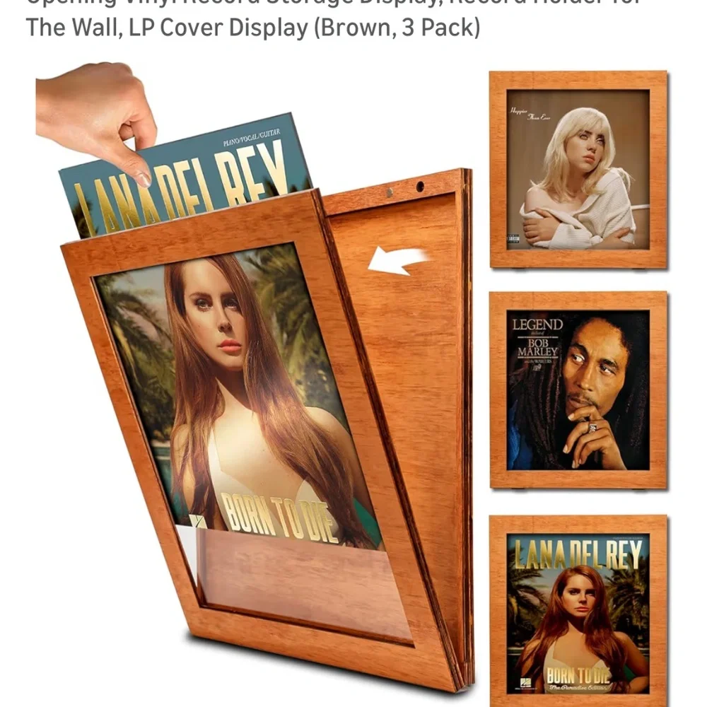 NWT In Packaging Oak Vinyl Record Wall Hangers (three)